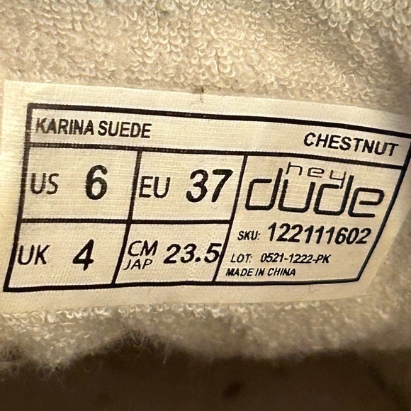 Hey Dude Ladies Karina Suede Chestnut Shoes - Picture 10 of 10